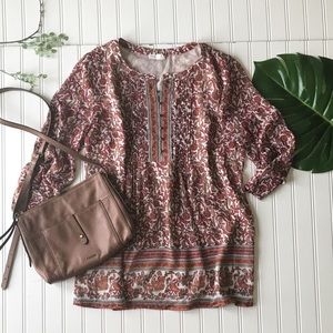 Anthropologie meadow rue orange red blouse top